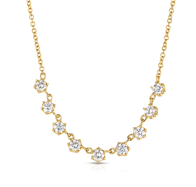 Sabel Collection Yellow Gold Round Diamond Station Necklace